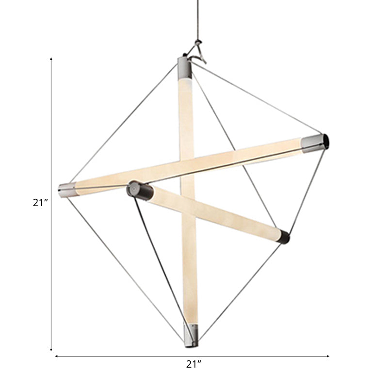 3/6 Lights Hanging Chandelier Contemporary Sliver Hanging Lighting with Geometric Acrylic Shade Clearhalo 'Ceiling Lights' 'Chandeliers' 'Modern Chandeliers' 'Modern' Lighting' 112977