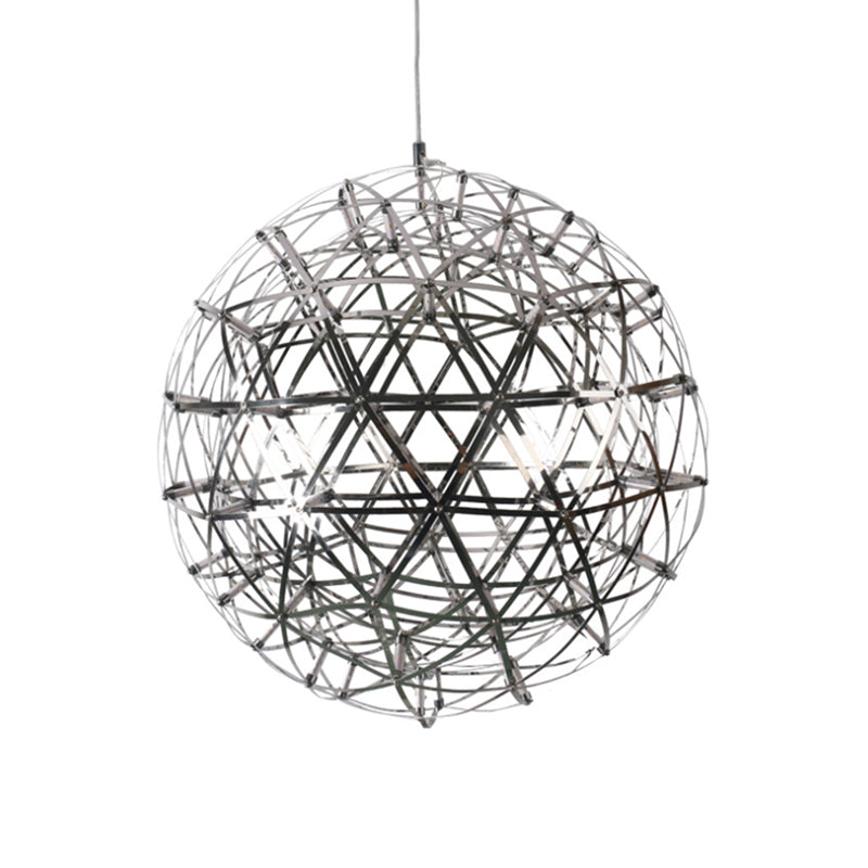 Steel Firework Chandelier Lighting Fixture with Orbit Shade Contemporary 8"/12" Dia LED Chrome Ceiling Lamp Clearhalo 'Ceiling Lights' 'Chandeliers' 'Modern Chandeliers' 'Modern' Lighting' 113083