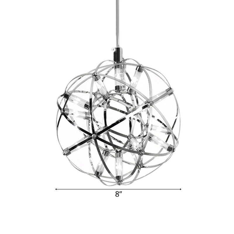 Steel Firework Chandelier Lighting Fixture with Orbit Shade Contemporary 8"/12" Dia LED Chrome Ceiling Lamp Clearhalo 'Ceiling Lights' 'Chandeliers' 'Modern Chandeliers' 'Modern' Lighting' 113084