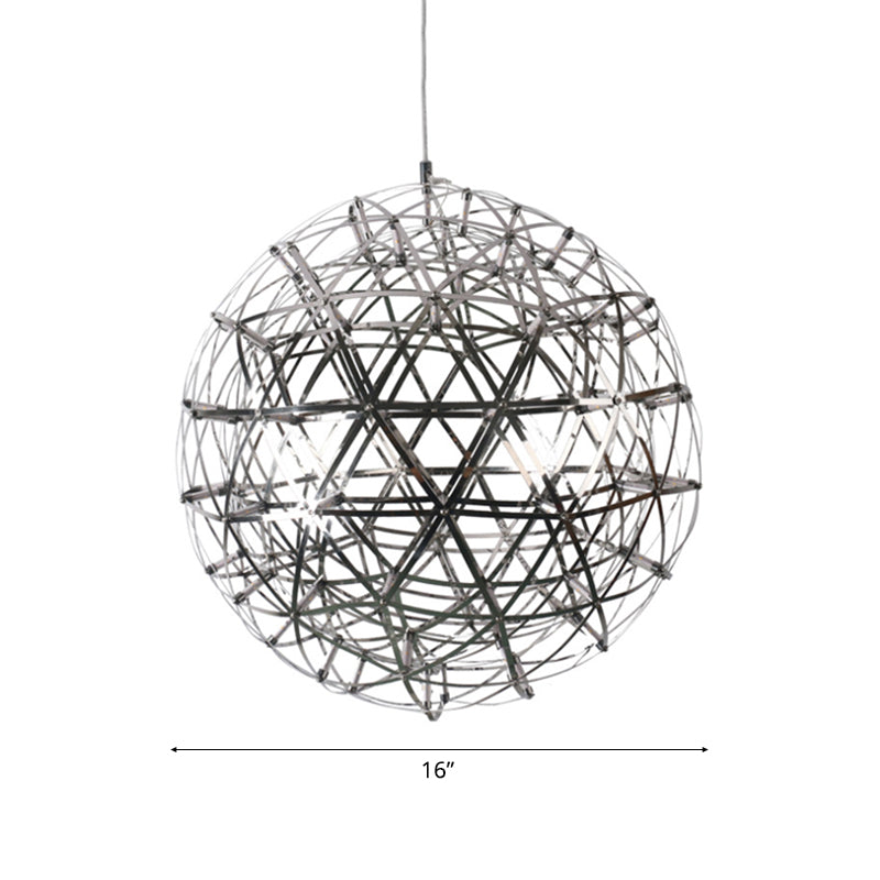 Steel Firework Chandelier Lighting Fixture with Orbit Shade Contemporary 8"/12" Dia LED Chrome Ceiling Lamp Clearhalo 'Ceiling Lights' 'Chandeliers' 'Modern Chandeliers' 'Modern' Lighting' 113086