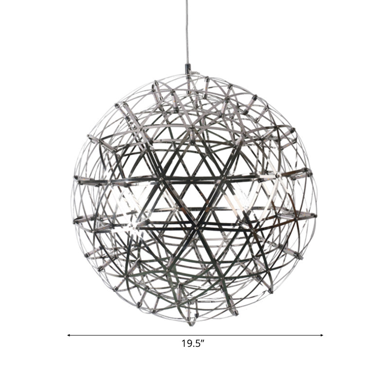 Steel Firework Chandelier Lighting Fixture with Orbit Shade Contemporary 8"/12" Dia LED Chrome Ceiling Lamp Clearhalo 'Ceiling Lights' 'Chandeliers' 'Modern Chandeliers' 'Modern' Lighting' 113087