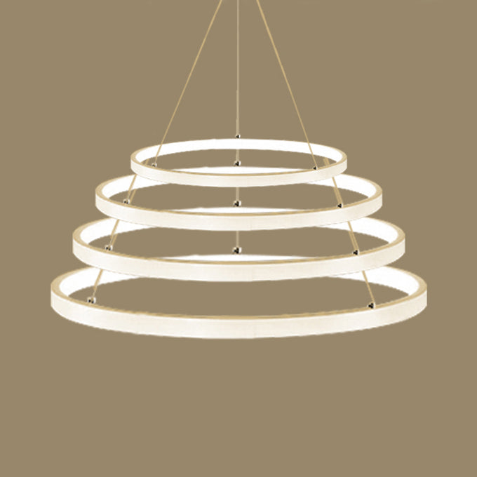 Ring Chandelier Pendant Modern Acrylic LED 3/4/5 Lights Black/White/Brown Ceiling Hung Fixture in Warm/White/Natural Light Clearhalo 'Ceiling Lights' 'Chandeliers' 'Modern Chandeliers' 'Modern' Lighting' 113104