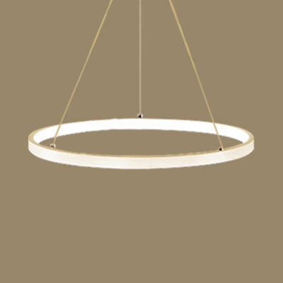 Ring Chandelier Pendant Modern Acrylic LED 3/4/5 Lights Black/White/Brown Ceiling Hung Fixture in Warm/White/Natural Light White Single Ring Clearhalo 'Ceiling Lights' 'Chandeliers' 'Modern Chandeliers' 'Modern' Lighting' 113110