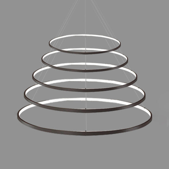 Ring Chandelier Pendant Modern Acrylic LED 3/4/5 Lights Black/White/Brown Ceiling Hung Fixture in Warm/White/Natural Light Clearhalo 'Ceiling Lights' 'Chandeliers' 'Modern Chandeliers' 'Modern' Lighting' 113118