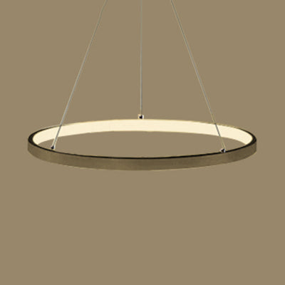 Ring Chandelier Pendant Modern Acrylic LED 3/4/5 Lights Black/White/Brown Ceiling Hung Fixture in Warm/White/Natural Light Black Single Ring Clearhalo 'Ceiling Lights' 'Chandeliers' 'Modern Chandeliers' 'Modern' Lighting' 113120