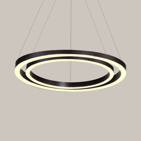 Brown Hoop Chandelier Contemporary 1/2/3-Ring Acrylic LED Ceiling Light Fixture in Warm/White Light Clearhalo 'Ceiling Lights' 'Chandeliers' 'Modern Chandeliers' 'Modern' Lighting' 113134