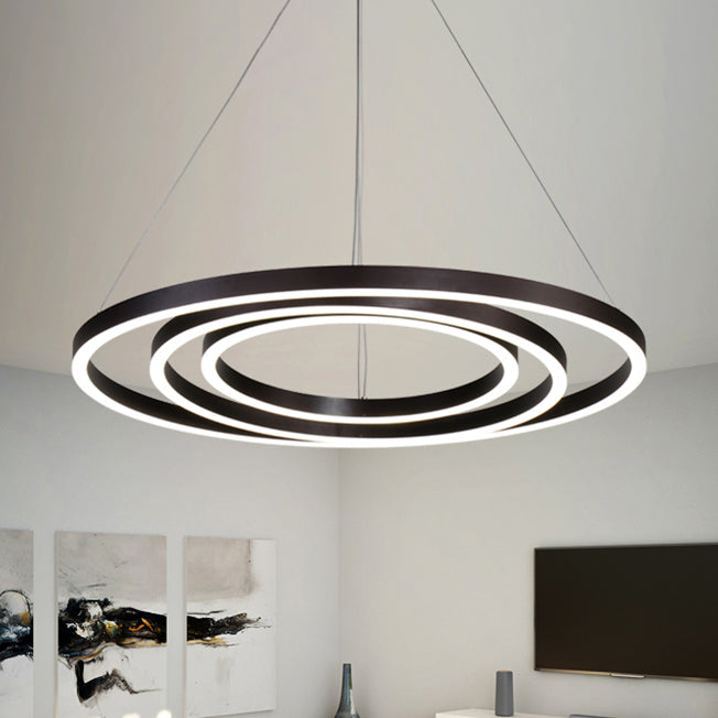 Brown Hoop Chandelier Contemporary 1/2/3-Ring Acrylic LED Ceiling Light Fixture in Warm/White Light Clearhalo 'Ceiling Lights' 'Chandeliers' 'Modern Chandeliers' 'Modern' Lighting' 113135