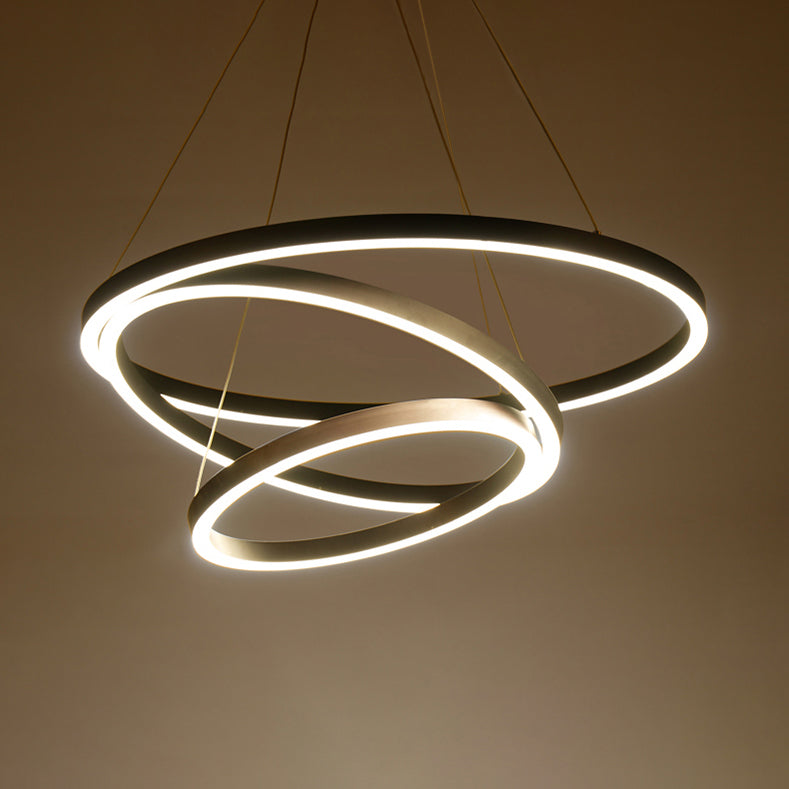 Brown Hoop Chandelier Contemporary 1/2/3-Ring Acrylic LED Ceiling Light Fixture in Warm/White Light Clearhalo 'Ceiling Lights' 'Chandeliers' 'Modern Chandeliers' 'Modern' Lighting' 113136