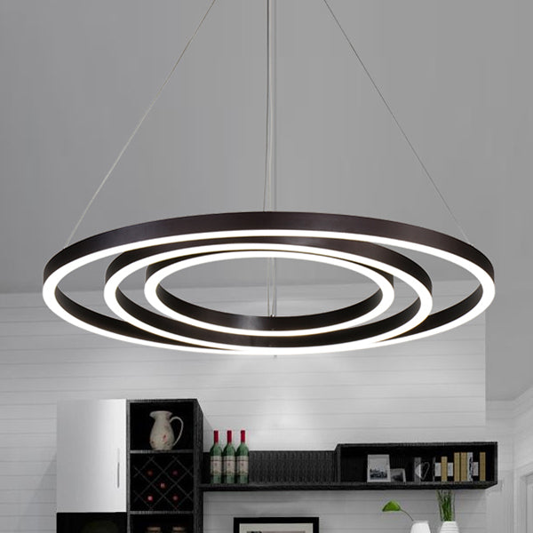 Brown Hoop Chandelier Contemporary 1/2/3-Ring Acrylic LED Ceiling Light Fixture in Warm/White Light Clearhalo 'Ceiling Lights' 'Chandeliers' 'Modern Chandeliers' 'Modern' Lighting' 113137