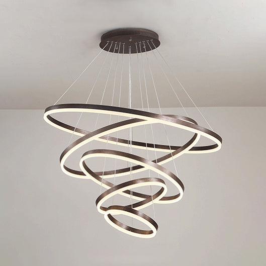 Brown Hoop Chandelier Contemporary 1/2/3-Ring Acrylic LED Ceiling Light Fixture in Warm/White Light Clearhalo 'Ceiling Lights' 'Chandeliers' 'Modern Chandeliers' 'Modern' Lighting' 113143