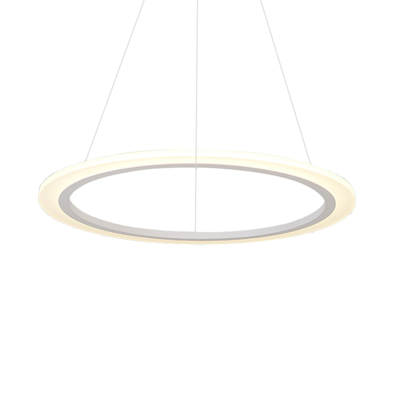 Contemporary 1/2/3-Light Chandelier with Acrylic Shade White Loop Suspension Pendant in Warm/White Light Clearhalo 'Ceiling Lights' 'Chandeliers' 'Modern Chandeliers' 'Modern' Lighting' 113163