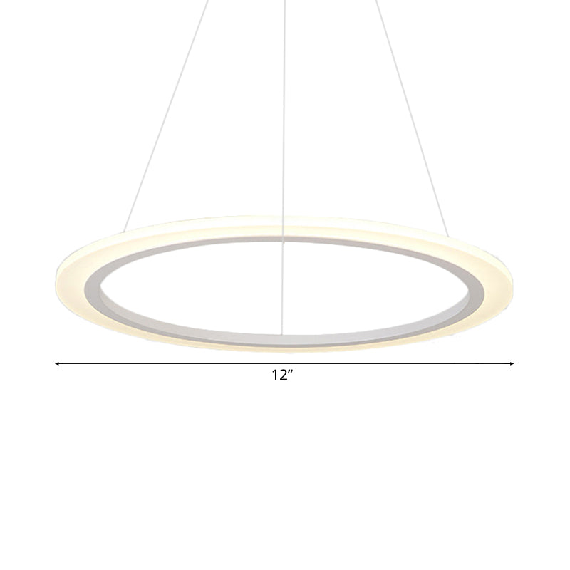 Contemporary 1/2/3-Light Chandelier with Acrylic Shade White Loop Suspension Pendant in Warm/White Light Clearhalo 'Ceiling Lights' 'Chandeliers' 'Modern Chandeliers' 'Modern' Lighting' 113170