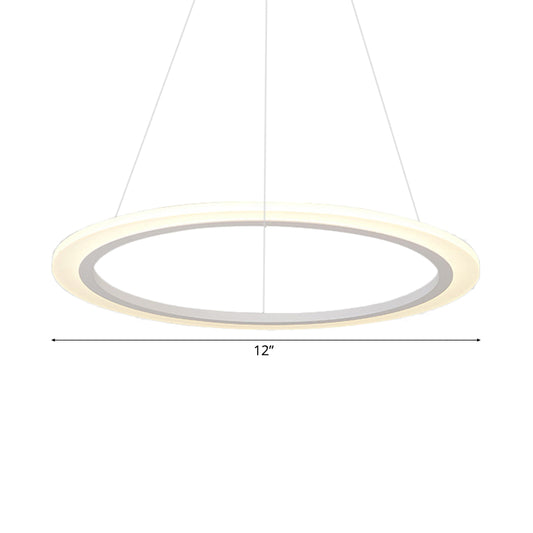 Contemporary 1/2/3-Light Chandelier with Acrylic Shade White Loop Suspension Pendant in Warm/White Light Clearhalo 'Ceiling Lights' 'Chandeliers' 'Modern Chandeliers' 'Modern' Lighting' 113170