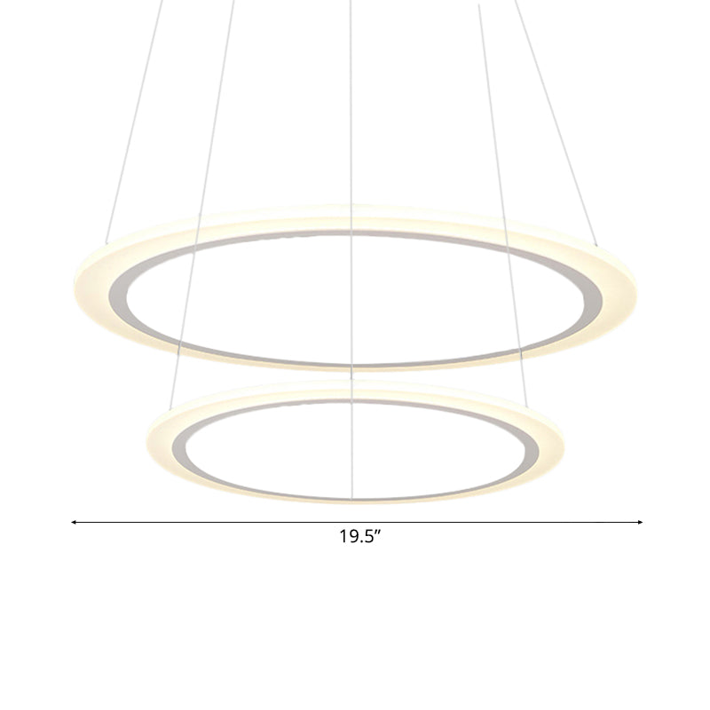 Contemporary 1/2/3-Light Chandelier with Acrylic Shade White Loop Suspension Pendant in Warm/White Light Clearhalo 'Ceiling Lights' 'Chandeliers' 'Modern Chandeliers' 'Modern' Lighting' 113171