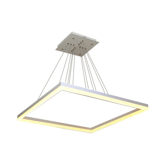 Square Acrylic Chandelier Light Modernism 1/2/3-Head White Ceiling Light Fixture in Warm/White Light Clearhalo 'Ceiling Lights' 'Chandeliers' 'Modern Chandeliers' 'Modern' Lighting' 113182