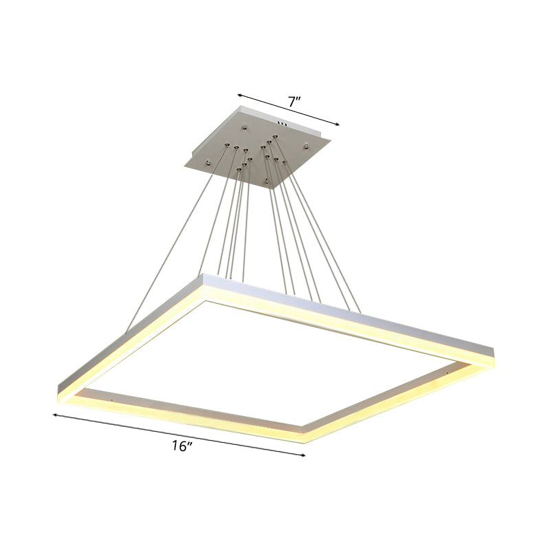 Square Acrylic Chandelier Light Modernism 1/2/3-Head White Ceiling Light Fixture in Warm/White Light Clearhalo 'Ceiling Lights' 'Chandeliers' 'Modern Chandeliers' 'Modern' Lighting' 113183