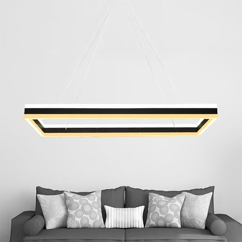 Acrylic Rectangular Ceiling Light Modern LED 1/2/3-Light Black Chandelier Pendant in Warm/White Light Clearhalo 'Ceiling Lights' 'Chandeliers' 'Modern Chandeliers' 'Modern' Lighting' 113184