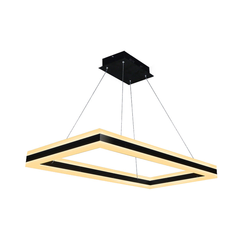 Acrylic Rectangular Ceiling Light Modern LED 1/2/3-Light Black Chandelier Pendant in Warm/White Light Clearhalo 'Ceiling Lights' 'Chandeliers' 'Modern Chandeliers' 'Modern' Lighting' 113186