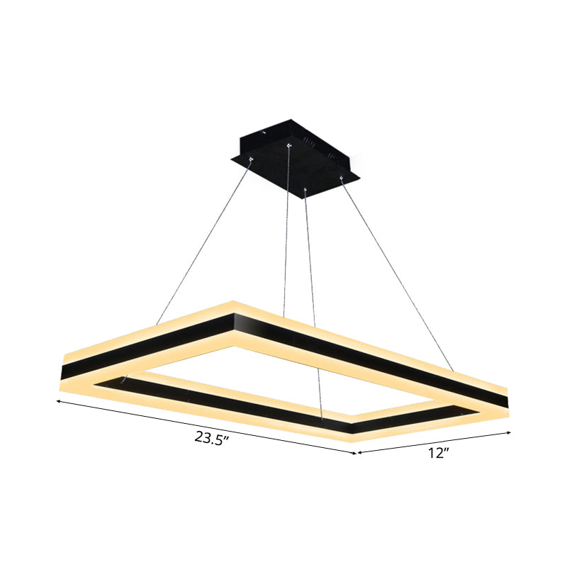 Acrylic Rectangular Ceiling Light Modern LED 1/2/3-Light Black Chandelier Pendant in Warm/White Light Clearhalo 'Ceiling Lights' 'Chandeliers' 'Modern Chandeliers' 'Modern' Lighting' 113191