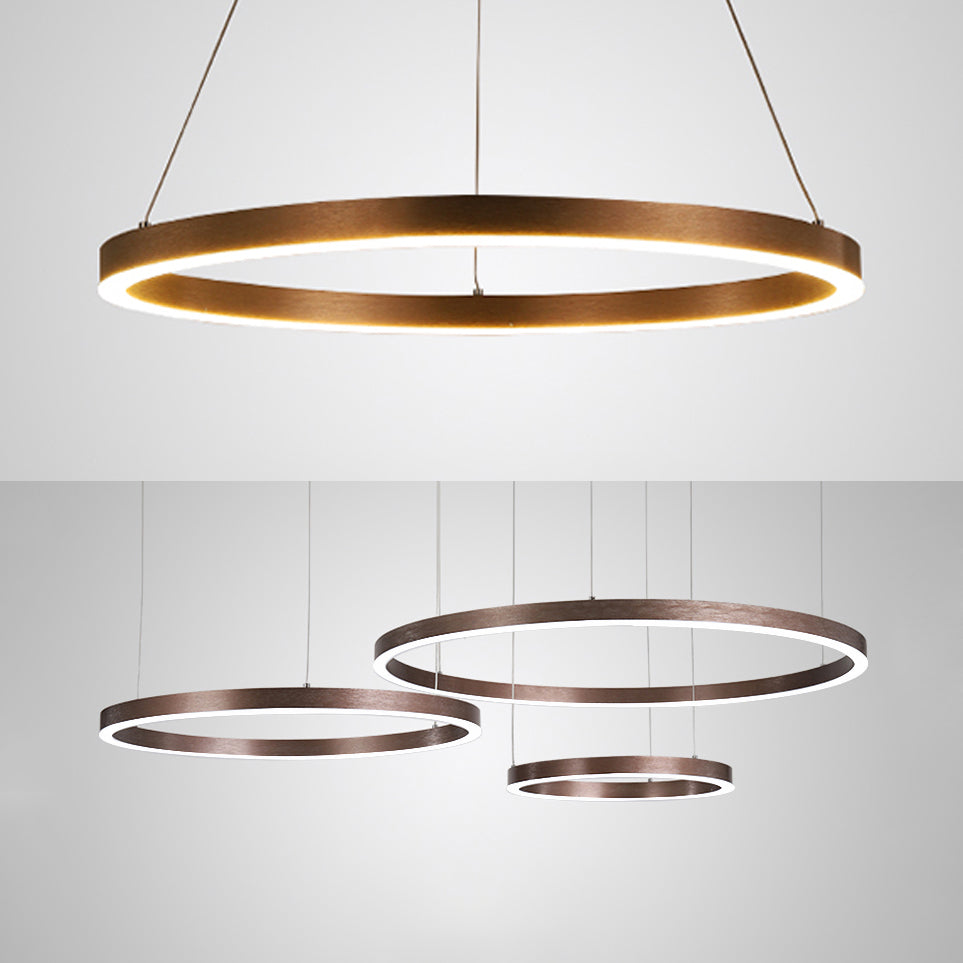 Modern 1/3-Light Hanging Ceiling Light with Acrylic Shade Coffee Round Chandelier Pendant in Warm/White Light Clearhalo 'Ceiling Lights' 'Chandeliers' 'Modern Chandeliers' 'Modern' Lighting' 113229