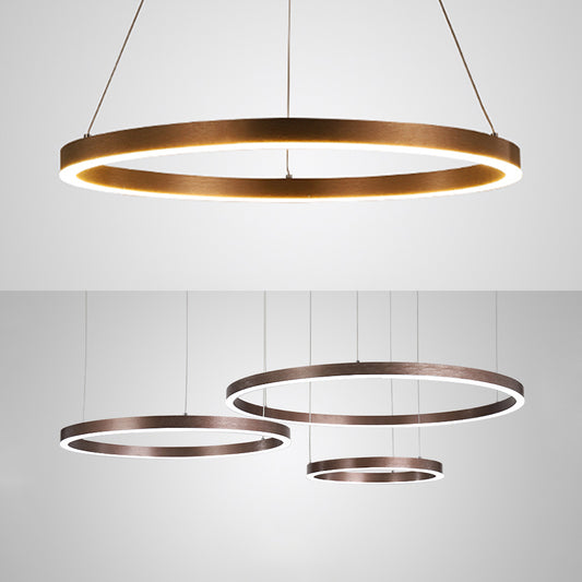 Modern 1/3-Light Hanging Ceiling Light with Acrylic Shade Coffee Round Chandelier Pendant in Warm/White Light Clearhalo 'Ceiling Lights' 'Chandeliers' 'Modern Chandeliers' 'Modern' Lighting' 113229