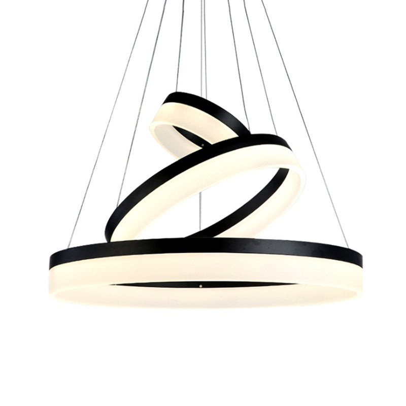 Round Chandelier Pendant Modern Acrylic LED 1/2/3-Light Black/White/Gold Ceiling Light Fixture in Warm/White Light Clearhalo 'Ceiling Lights' 'Chandeliers' 'Modern Chandeliers' 'Modern' Lighting' 113236