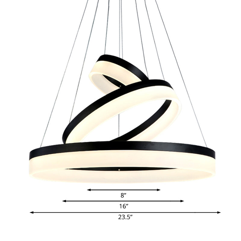 Round Chandelier Pendant Modern Acrylic LED 1/2/3-Light Black/White/Gold Ceiling Light Fixture in Warm/White Light Clearhalo 'Ceiling Lights' 'Chandeliers' 'Modern Chandeliers' 'Modern' Lighting' 113237