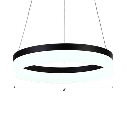 Round Chandelier Pendant Modern Acrylic LED 1/2/3-Light Black/White/Gold Ceiling Light Fixture in Warm/White Light Clearhalo 'Ceiling Lights' 'Chandeliers' 'Modern Chandeliers' 'Modern' Lighting' 113241