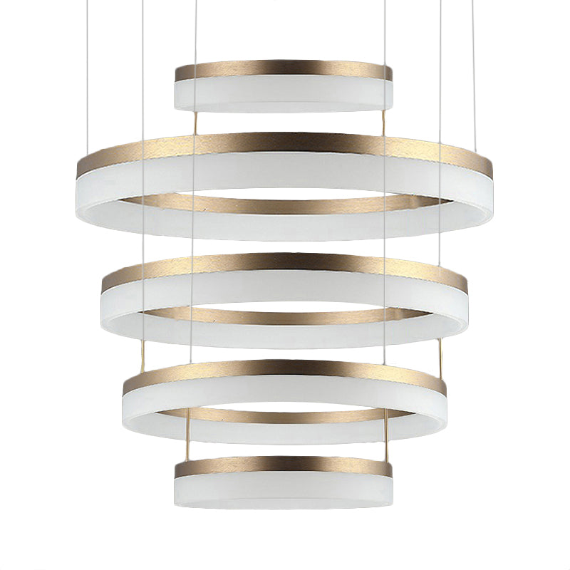 Round Chandelier Pendant Modern Acrylic LED 1/2/3-Light Black/White/Gold Ceiling Light Fixture in Warm/White Light Clearhalo 'Ceiling Lights' 'Chandeliers' 'Modern Chandeliers' 'Modern' Lighting' 113243