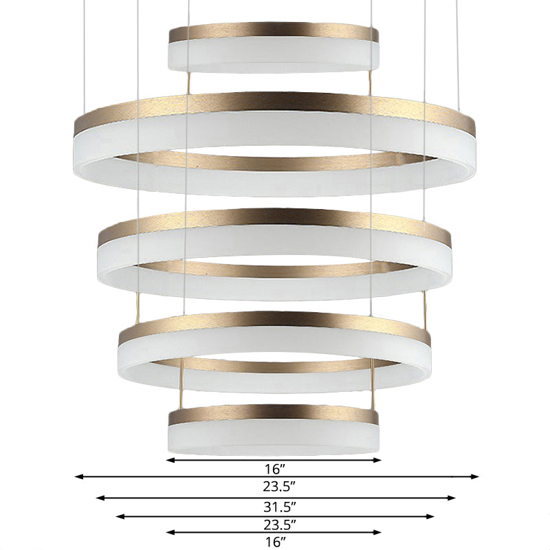 Round Chandelier Pendant Modern Acrylic LED 1/2/3-Light Black/White/Gold Ceiling Light Fixture in Warm/White Light Clearhalo 'Ceiling Lights' 'Chandeliers' 'Modern Chandeliers' 'Modern' Lighting' 113244