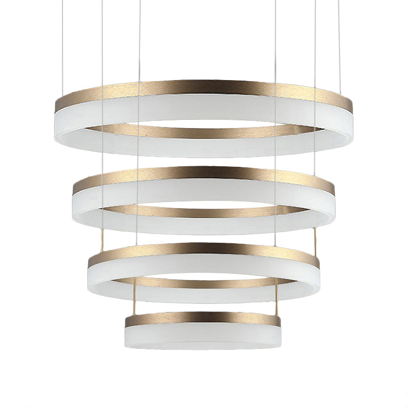 Round Chandelier Pendant Modern Acrylic LED 1/2/3-Light Black/White/Gold Ceiling Light Fixture in Warm/White Light Clearhalo 'Ceiling Lights' 'Chandeliers' 'Modern Chandeliers' 'Modern' Lighting' 113246