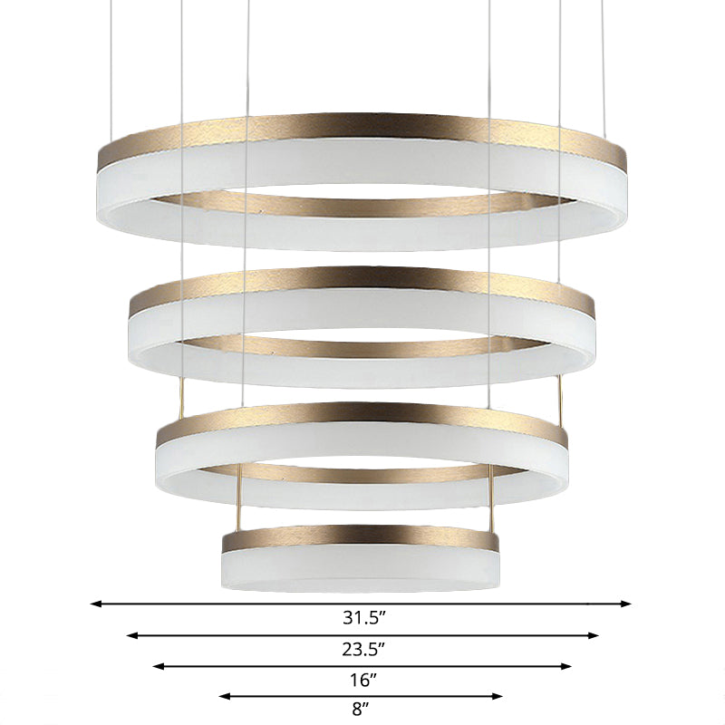 Round Chandelier Pendant Modern Acrylic LED 1/2/3-Light Black/White/Gold Ceiling Light Fixture in Warm/White Light Clearhalo 'Ceiling Lights' 'Chandeliers' 'Modern Chandeliers' 'Modern' Lighting' 113247