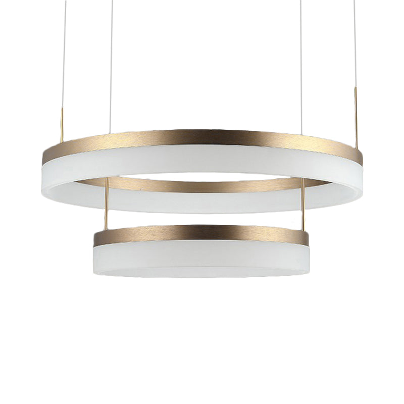 Round Chandelier Pendant Modern Acrylic LED 1/2/3-Light Black/White/Gold Ceiling Light Fixture in Warm/White Light Clearhalo 'Ceiling Lights' 'Chandeliers' 'Modern Chandeliers' 'Modern' Lighting' 113251