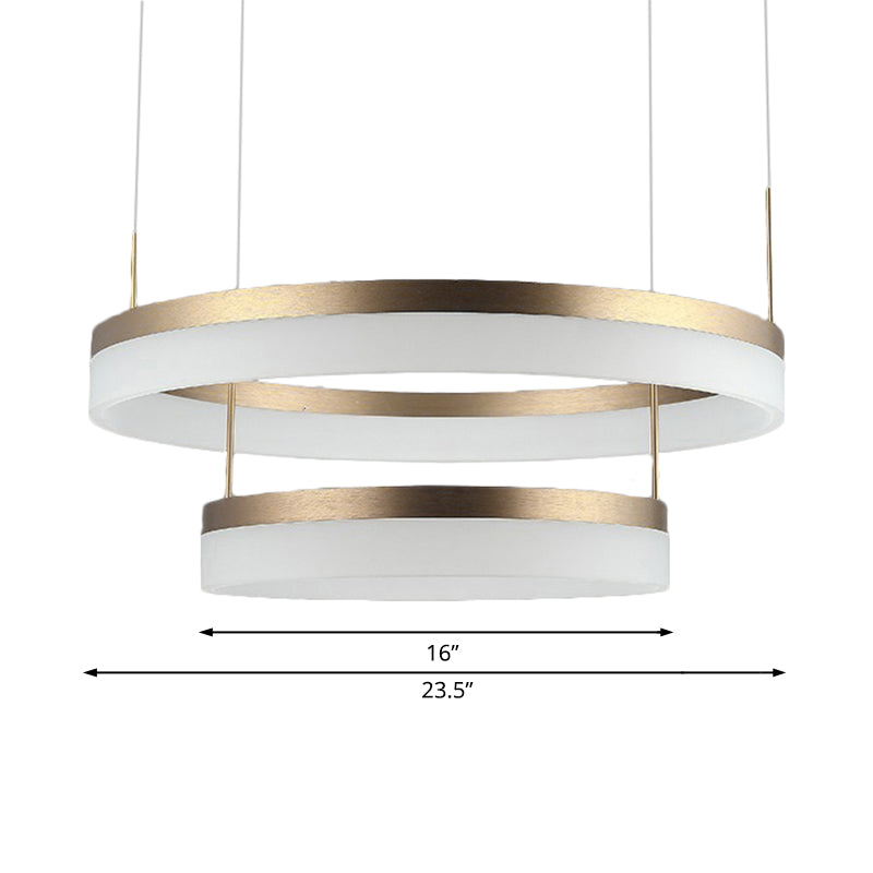 Round Chandelier Pendant Modern Acrylic LED 1/2/3-Light Black/White/Gold Ceiling Light Fixture in Warm/White Light Clearhalo 'Ceiling Lights' 'Chandeliers' 'Modern Chandeliers' 'Modern' Lighting' 113252