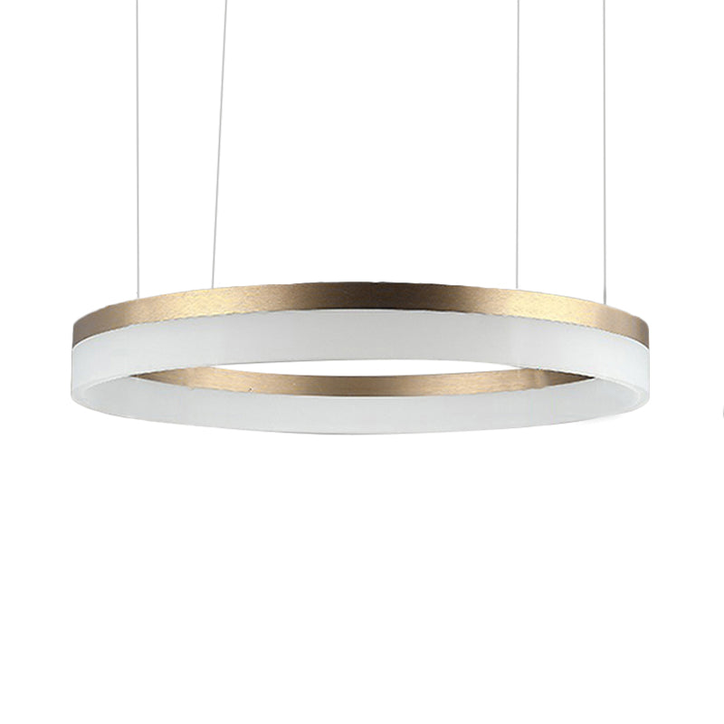 Round Chandelier Pendant Modern Acrylic LED 1/2/3-Light Black/White/Gold Ceiling Light Fixture in Warm/White Light Clearhalo 'Ceiling Lights' 'Chandeliers' 'Modern Chandeliers' 'Modern' Lighting' 113254