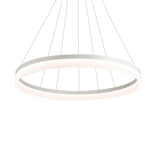 Round Chandelier Pendant Modern Acrylic LED 1/2/3-Light Black/White/Gold Ceiling Light Fixture in Warm/White Light 1 White Clearhalo 'Ceiling Lights' 'Chandeliers' 'Modern Chandeliers' 'Modern' Lighting' 113260