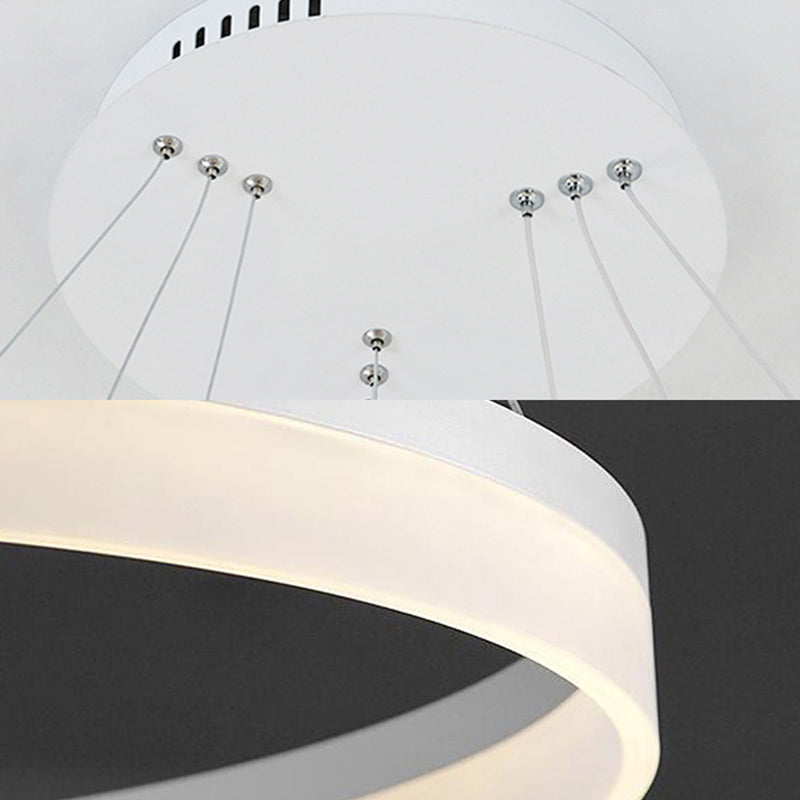 Round Chandelier Pendant Modern Acrylic LED 1/2/3-Light Black/White/Gold Ceiling Light Fixture in Warm/White Light Clearhalo 'Ceiling Lights' 'Chandeliers' 'Modern Chandeliers' 'Modern' Lighting' 113261