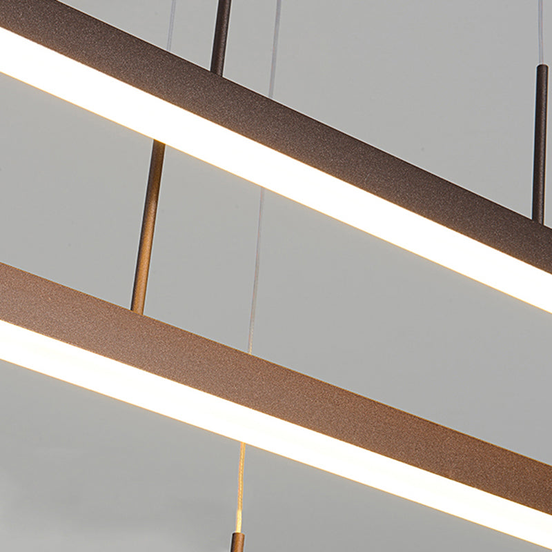 Brown Linear Island Chandelier Modern LED 3/5 Lights Acrylic Hanging Ceiling Lamp in Warm/White Light Clearhalo 'Ceiling Lights' 'Chandeliers' 'Modern Chandeliers' 'Modern' Lighting' 113315