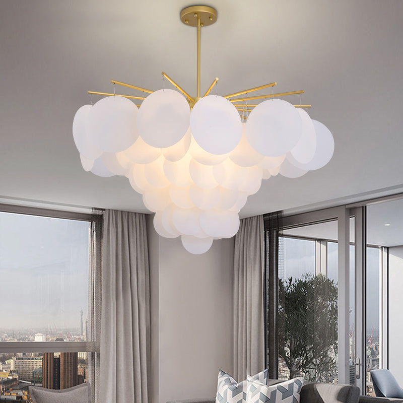 25"/25.5"/34" Wide White Flaky Chandelier Simple 4 Lights Acrylic Ceiling Pendant for Bedroom White Clearhalo 'Ceiling Lights' 'Chandeliers' 'Modern Chandeliers' 'Modern' Lighting' 113316