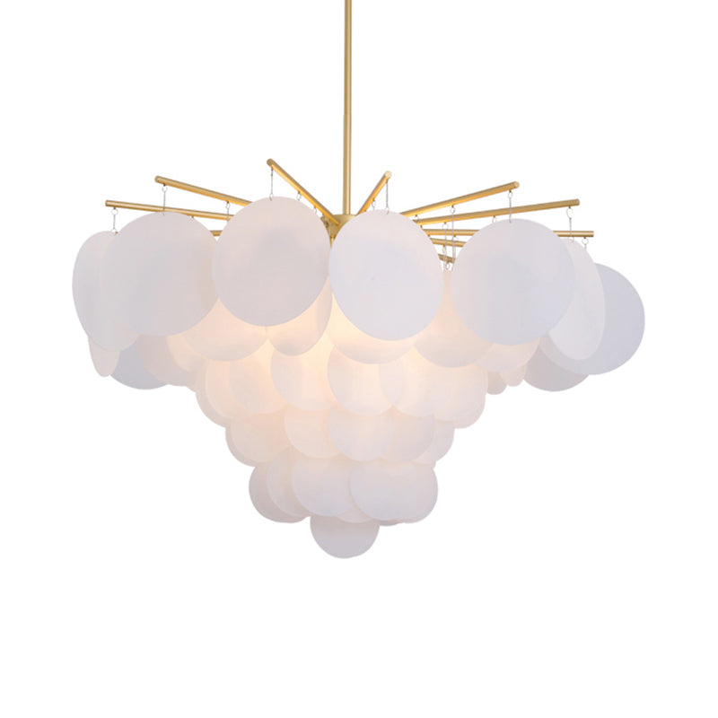 25"/25.5"/34" Wide White Flaky Chandelier Simple 4 Lights Acrylic Ceiling Pendant for Bedroom Clearhalo 'Ceiling Lights' 'Chandeliers' 'Modern Chandeliers' 'Modern' Lighting' 113317