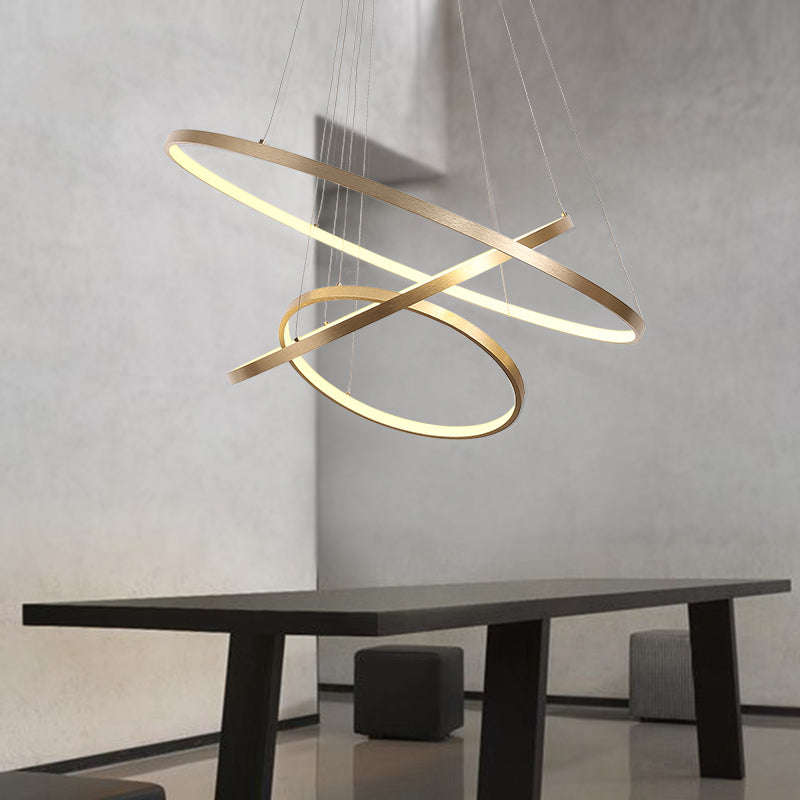 23.5"/31.5" Dia Gold Loop Chandelier Pendant Modern LED Acrylic Ceiling Light Fixture in Warm/White Light Clearhalo 'Ceiling Lights' 'Chandeliers' 'Modern Chandeliers' 'Modern' Lighting' 113330