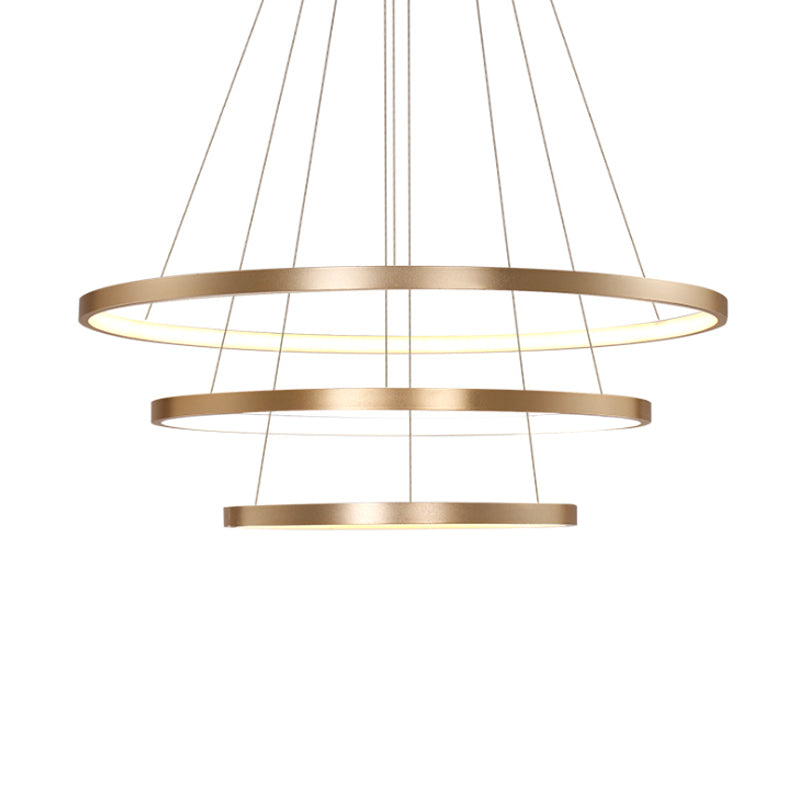 23.5"/31.5" Dia Gold Loop Chandelier Pendant Modern LED Acrylic Ceiling Light Fixture in Warm/White Light Clearhalo 'Ceiling Lights' 'Chandeliers' 'Modern Chandeliers' 'Modern' Lighting' 113331