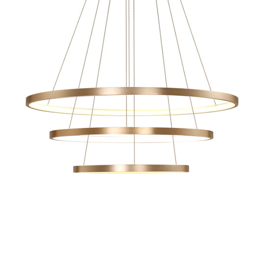 23.5"/31.5" Dia Gold Loop Chandelier Pendant Modern LED Acrylic Ceiling Light Fixture in Warm/White Light Clearhalo 'Ceiling Lights' 'Chandeliers' 'Modern Chandeliers' 'Modern' Lighting' 113331