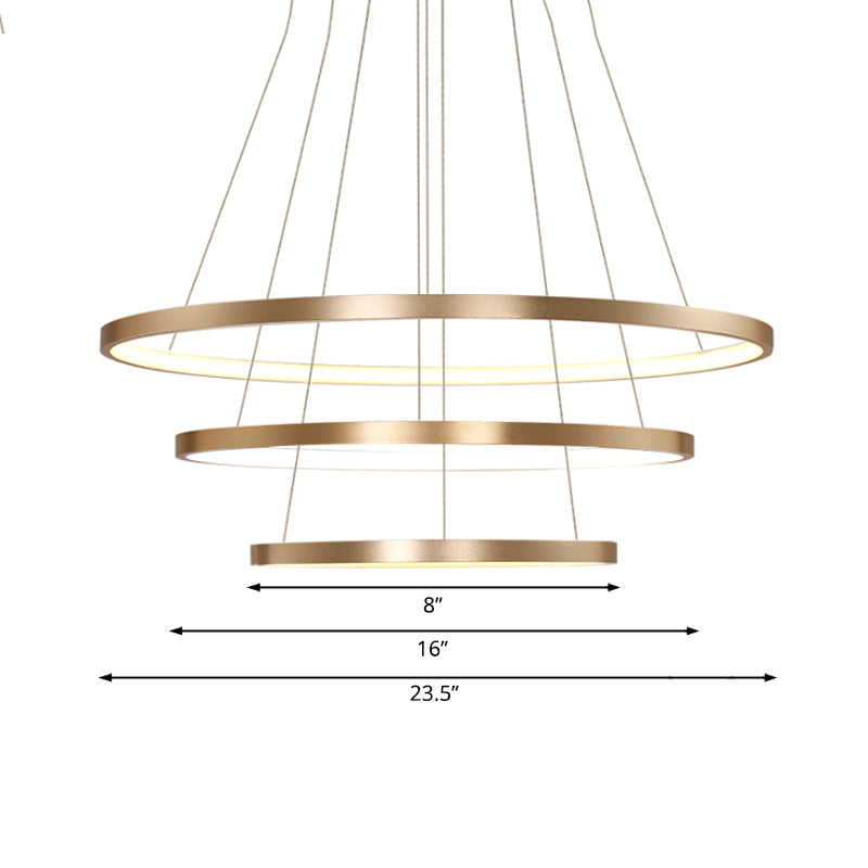 23.5"/31.5" Dia Gold Loop Chandelier Pendant Modern LED Acrylic Ceiling Light Fixture in Warm/White Light Clearhalo 'Ceiling Lights' 'Chandeliers' 'Modern Chandeliers' 'Modern' Lighting' 113332