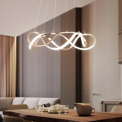 Twisting Acrylic Ceiling Light Modern LED 1/2/3-Light Chrome/Gold Chandelier Pendant in Warm/White/Natural Light Clearhalo 'Ceiling Lights' 'Chandeliers' 'Modern Chandeliers' 'Modern' Lighting' 113346