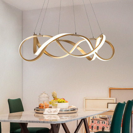 Twisting Acrylic Ceiling Light Modern LED 1/2/3-Light Chrome/Gold Chandelier Pendant in Warm/White/Natural Light Clearhalo 'Ceiling Lights' 'Chandeliers' 'Modern Chandeliers' 'Modern' Lighting' 113347