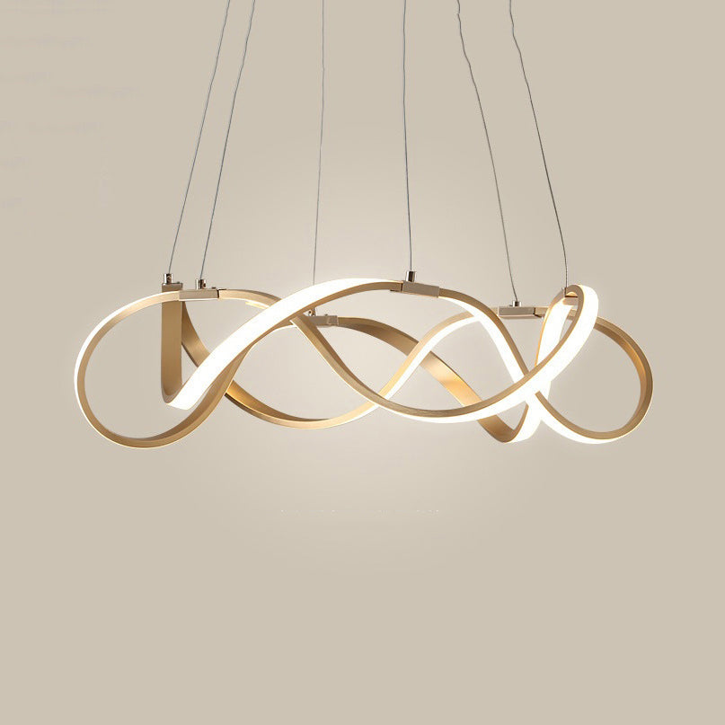 Twisting Acrylic Ceiling Light Modern LED 1/2/3-Light Chrome/Gold Chandelier Pendant in Warm/White/Natural Light 1 Gold Clearhalo 'Ceiling Lights' 'Chandeliers' 'Modern Chandeliers' 'Modern' Lighting' 113348