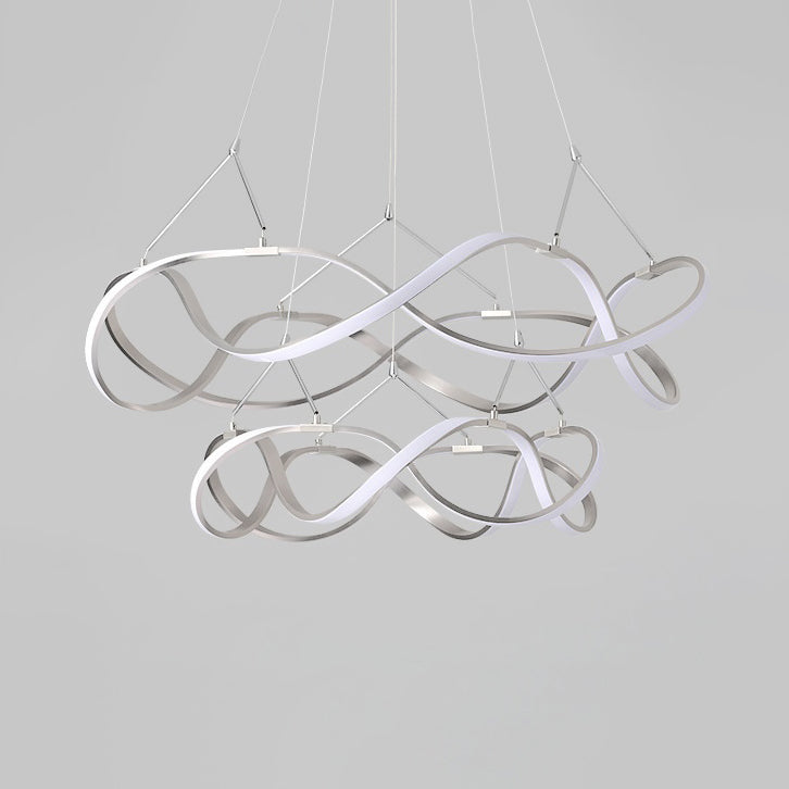 Twisting Acrylic Ceiling Light Modern LED 1/2/3-Light Chrome/Gold Chandelier Pendant in Warm/White/Natural Light 2 Chrome Clearhalo 'Ceiling Lights' 'Chandeliers' 'Modern Chandeliers' 'Modern' Lighting' 113357