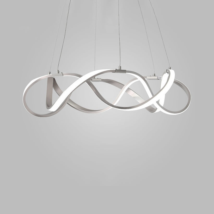 Twisting Acrylic Ceiling Light Modern LED 1/2/3-Light Chrome/Gold Chandelier Pendant in Warm/White/Natural Light 1 Chrome Clearhalo 'Ceiling Lights' 'Chandeliers' 'Modern Chandeliers' 'Modern' Lighting' 113359