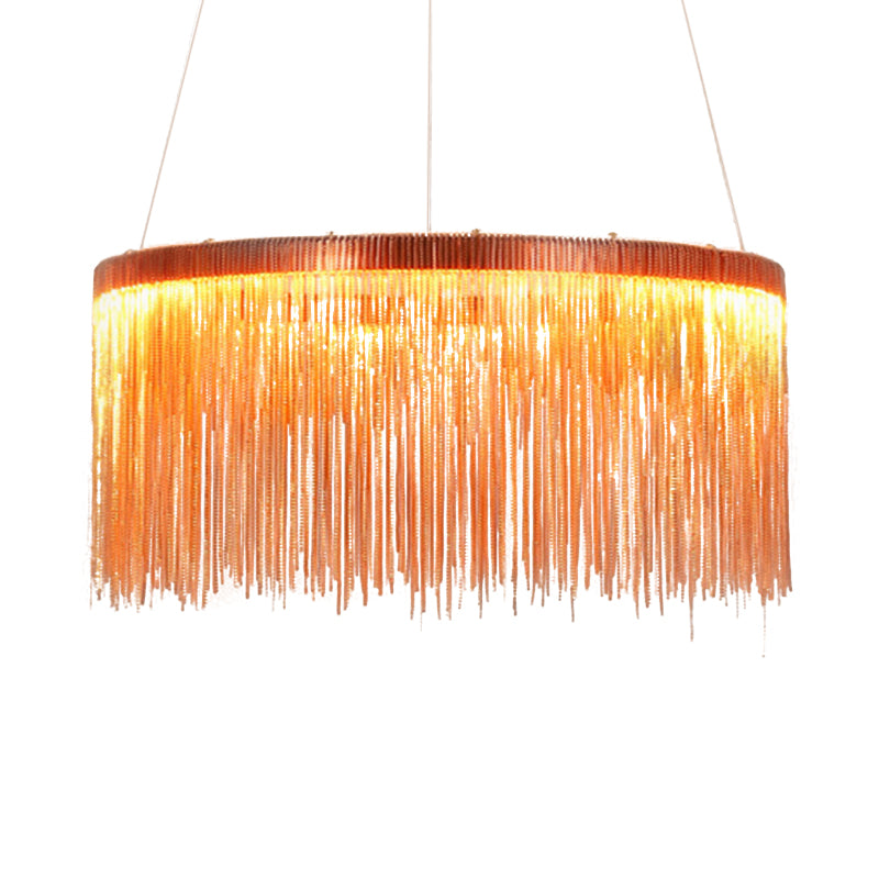 Multi Tiers Ceiling Lamp with Tassel Contemporary Metal 1/2/3 Heads Rose Gold Chandelier Light for Living Room Clearhalo 'Ceiling Lights' 'Chandeliers' 'Modern Chandeliers' 'Modern' Lighting' 113376